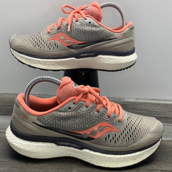 Saucony Shoes - Saucony Triumph 18 Womens Running Shoes Gray Coral S10595-30 Size 7.5 PWRRUN+